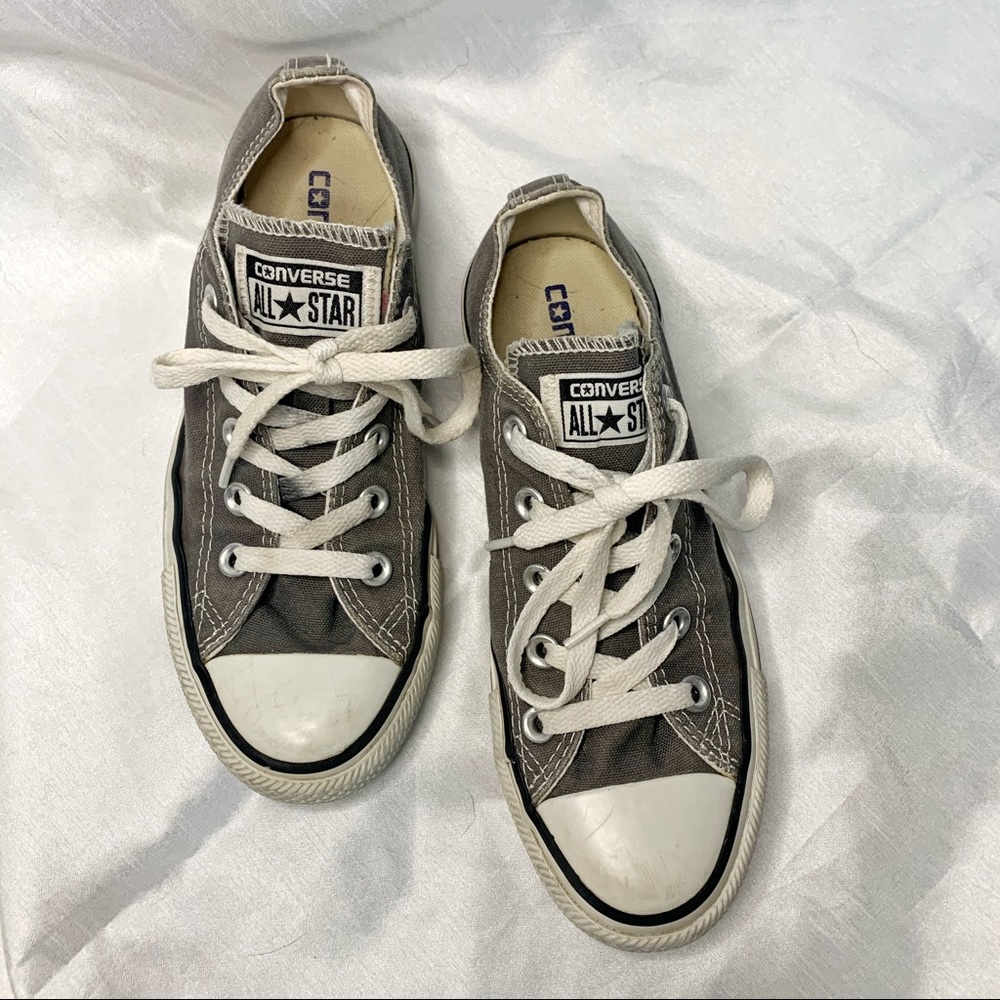 Gray White Converse All Star Low-Rise Lace Up